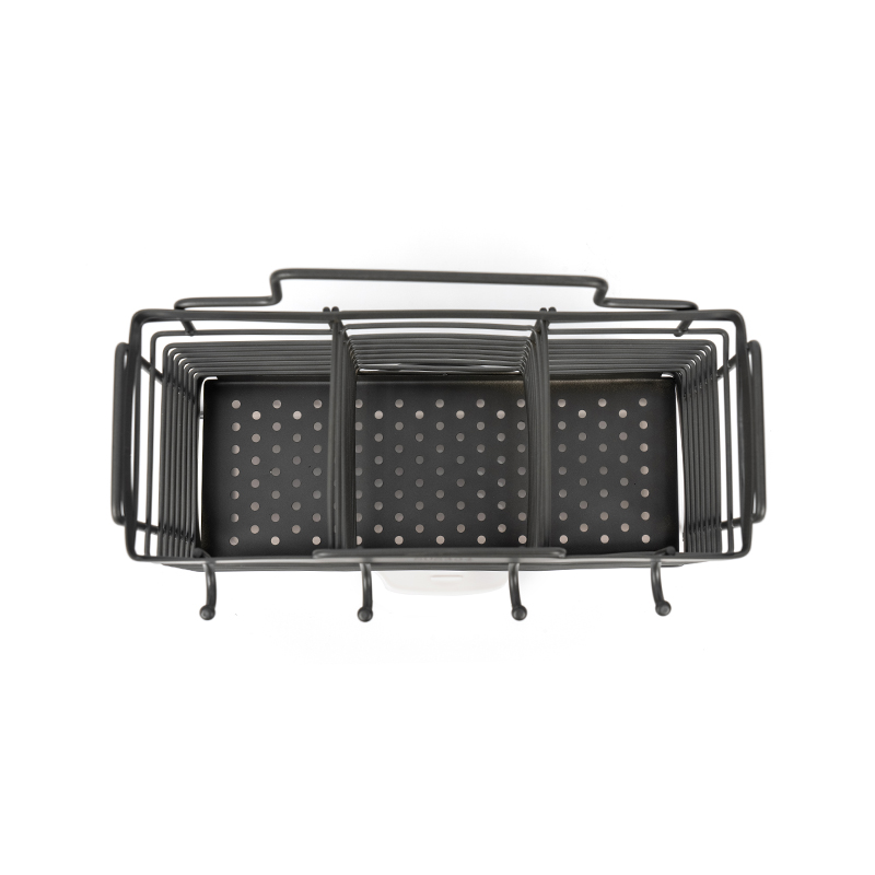 Égouttoir à vaisselle à 3 compartiments avec porte-ustensiles