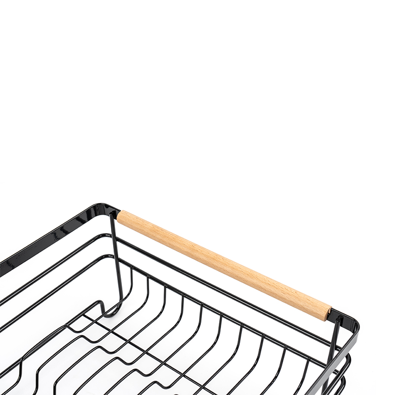 Égouttoir à vaisselle en métal avec poignées en bois