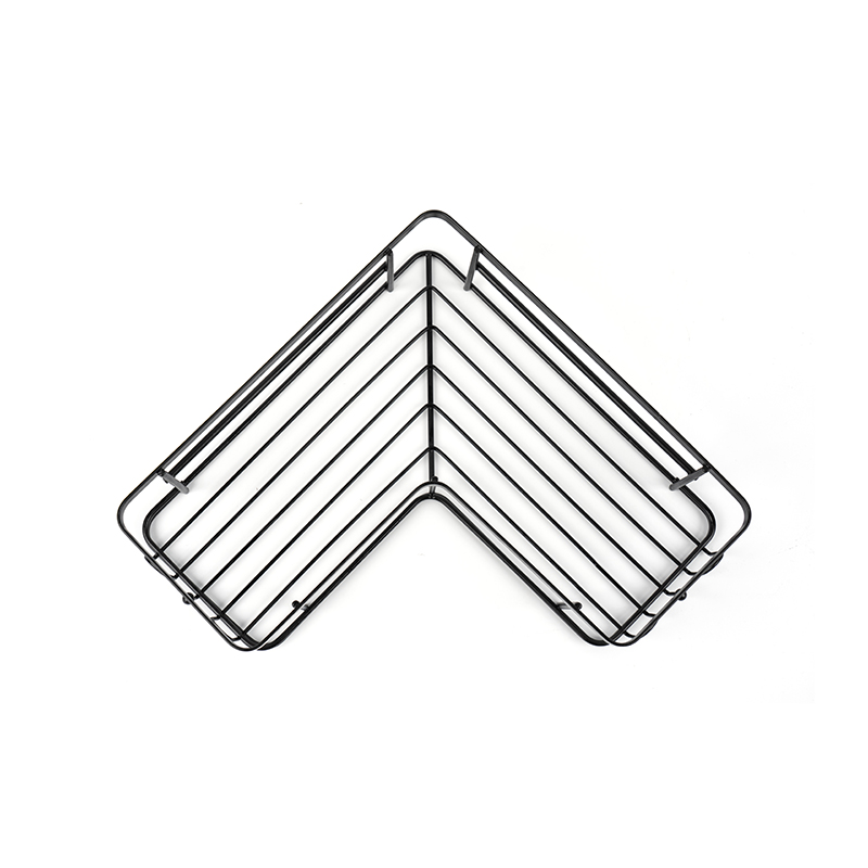 Support de douche d'angle noir fixé au mur en acier inoxydable