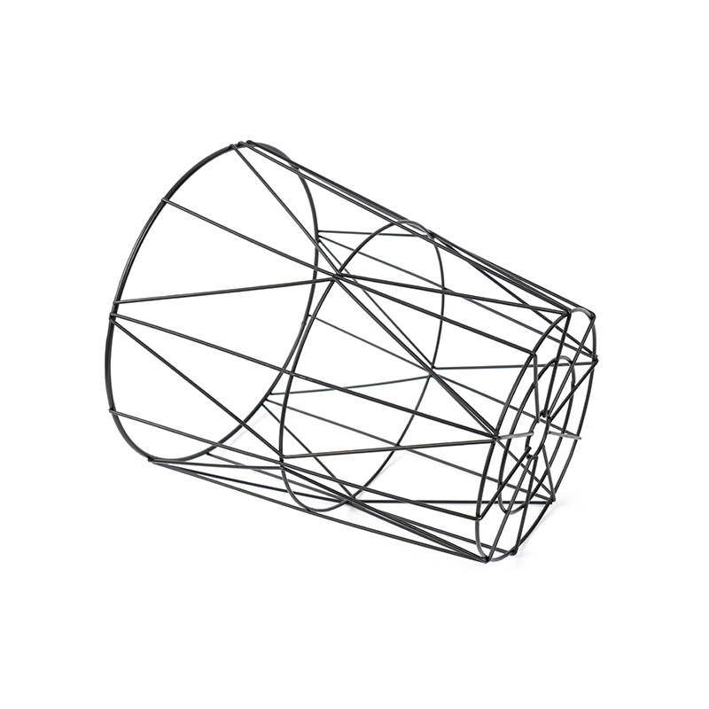 Poubelle ronde noire en treillis métallique pour bureau et chambre à coucher