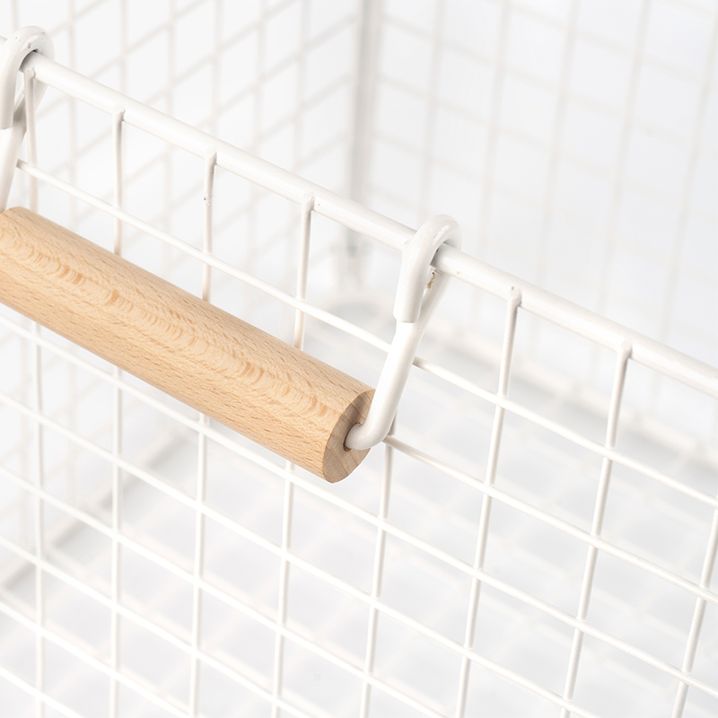 Paniers de rangement en fil métallique avec poignées en bois pour garde-manger