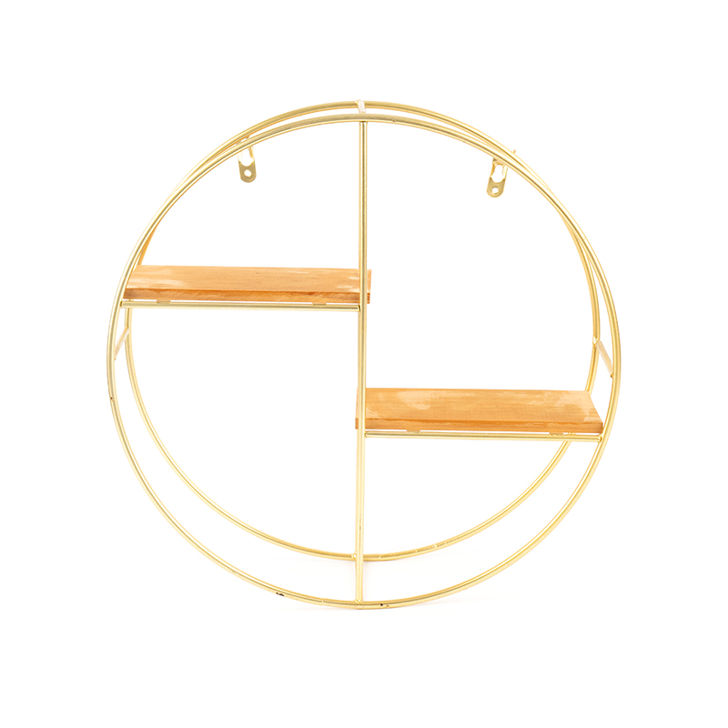 Étagère murale ronde dorée